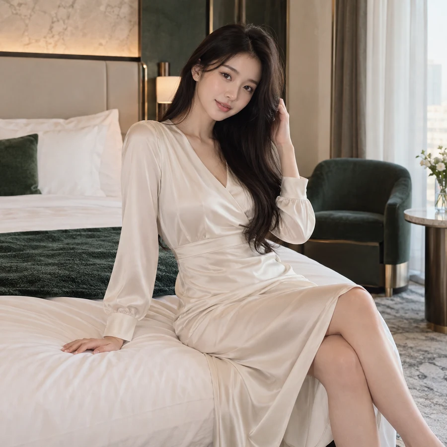 서울 출장 홈케어 안내를 위한 호텔 객실의 성인 여성 이미지